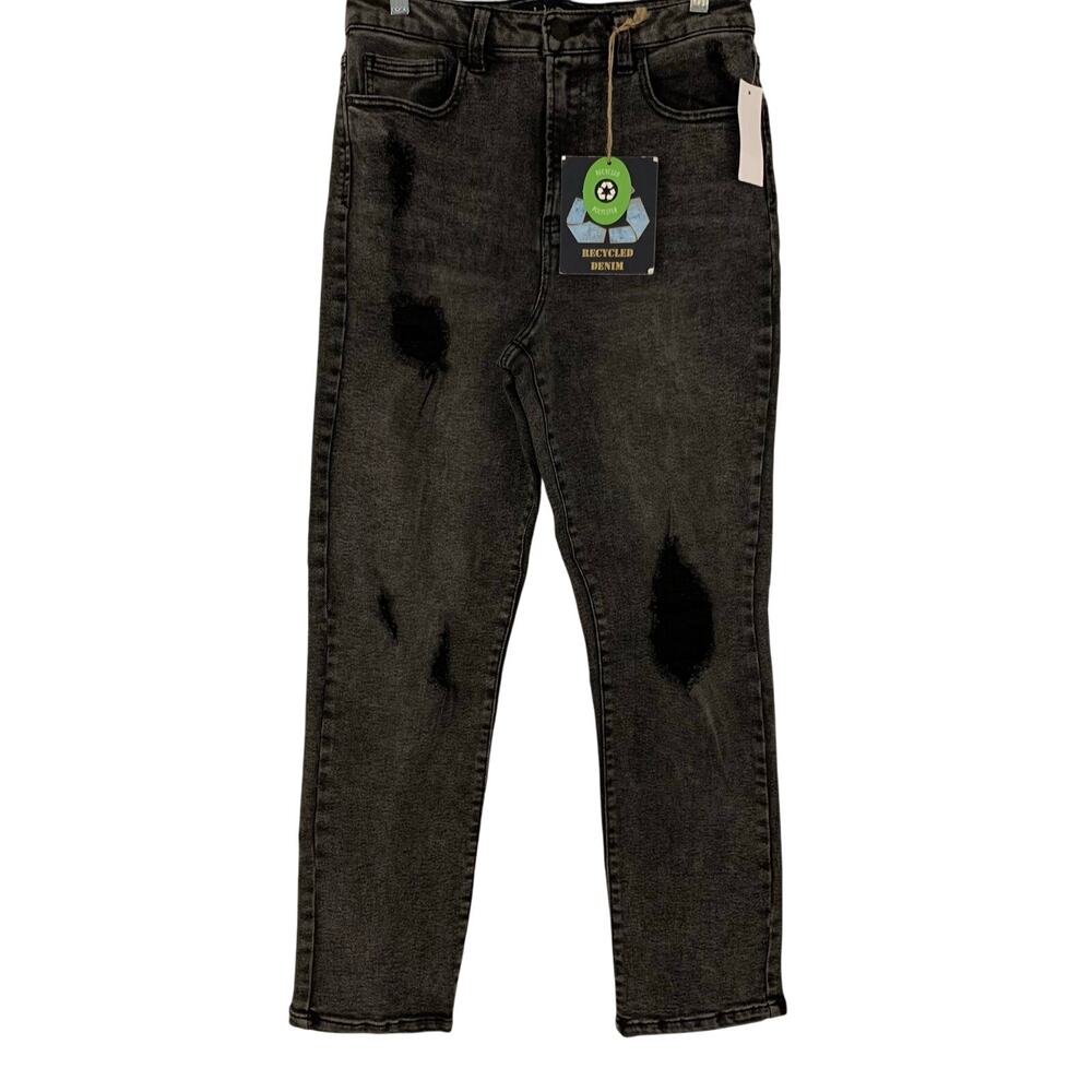 Indigo Rein Juniors Black High Waist Distressed Jeans Size 11